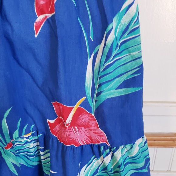 Sand Pebble of Hawaii Womens Sundress Small Blue Anthurium Print 70s USA - Picture 10 of 12